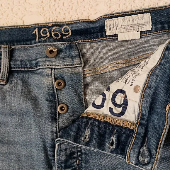 Gap Selvedge Jeans Japanese Blue Indigo Medium Wash Stretch Denim 14 32 Women - Picture 3 of 12